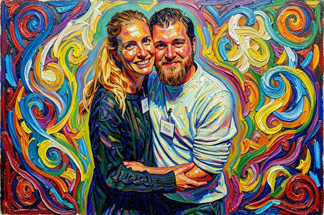 Couple as a post-impressionist painting