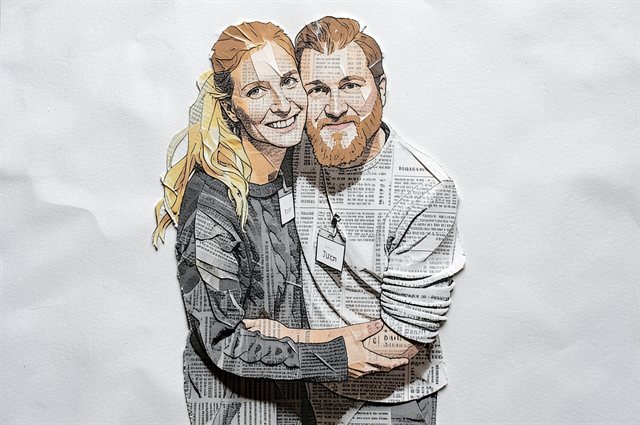 Couple as a newspaper print portrait